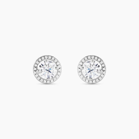 Boucles D'oreilles Puces Stelila Or Blanc Oxyde De Zirconium - Puces Femme | Marc Orian