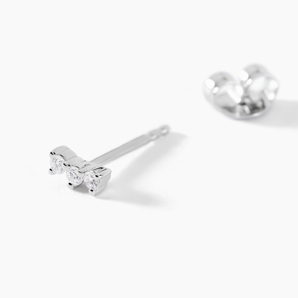 Boucles D'oreilles Puces Sigourney Argent Blanc Diamant Synth&eacute;tique - Puces Femme | Marc Orian