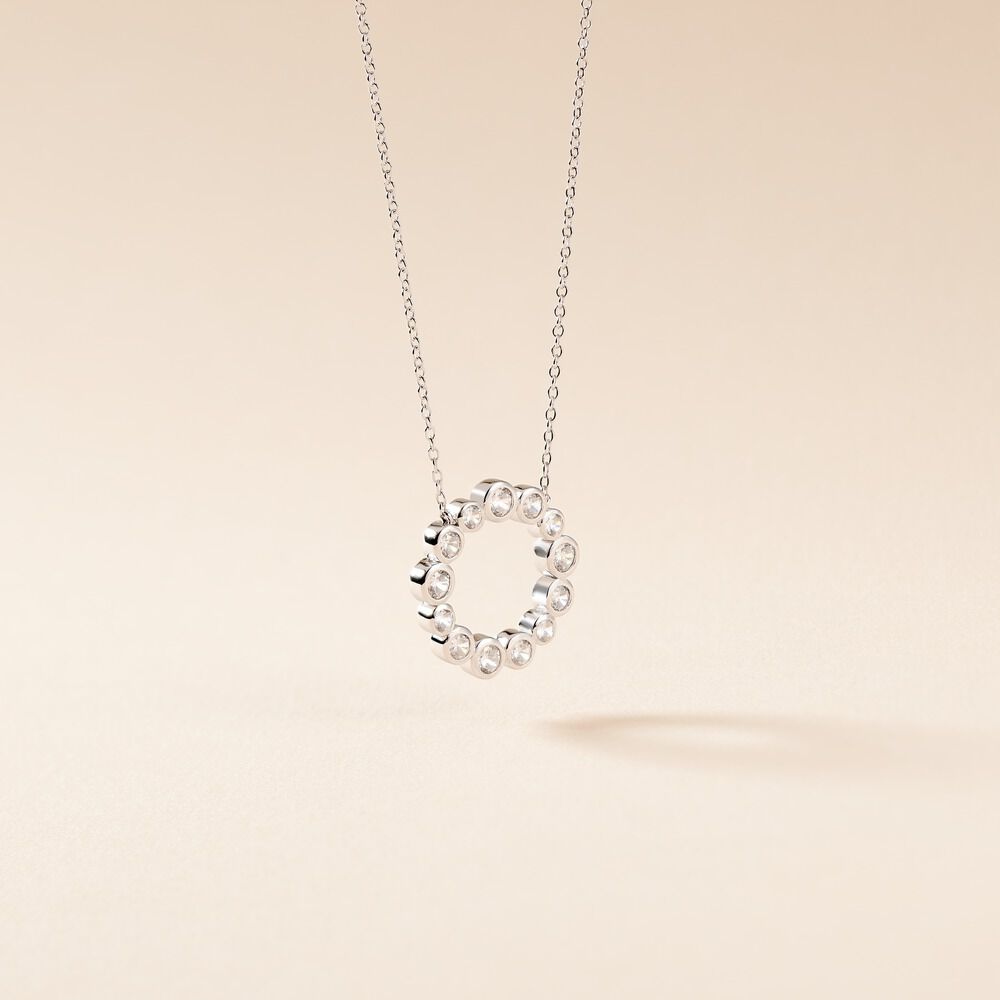 Collier Ryo Argent Blanc Oxyde De Zirconium - Colliers avec pierres Femme | Marc Orian