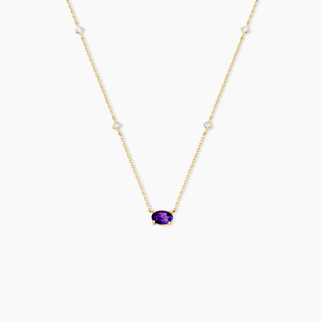 Collier Ayomide Or Jaune Am&eacute;thyste Oxyde De Zirconium - Colliers avec pierres Femme | Marc Orian