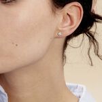 Boucles D'oreilles Puces Elda Serti Clos Or Blanc Oxyde De Zirconium - Puces Femme | Marc Orian
