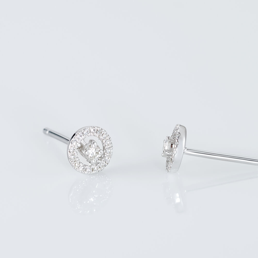 Boucles D'oreilles Puces Domitia Or Blanc Diamant - Puces Femme | Marc Orian