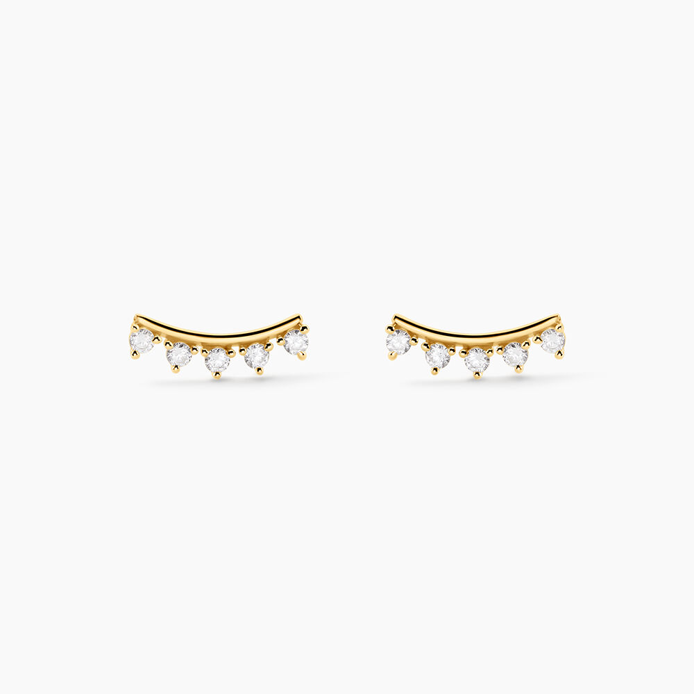 Boucles D'Oreilles Puces Olympe Argent Dor&eacute; A L'Or 750/1000 Oxyde De Zirconium - Puces Femme | Marc Orian