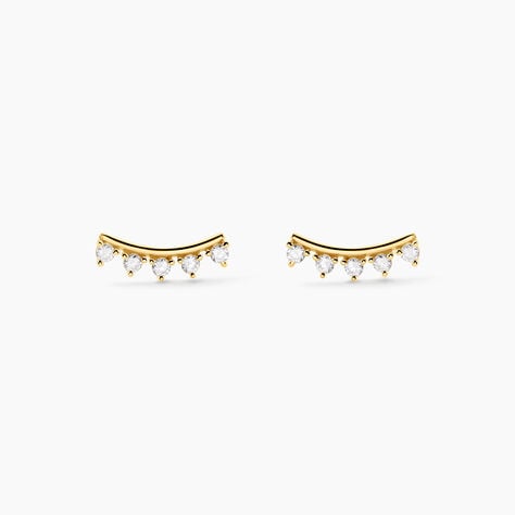 Boucles D'Oreilles Puces Olympe Argent Dor&eacute; A L'Or 750/1000 Oxyde De Zirconium - Puces Femme | Marc Orian