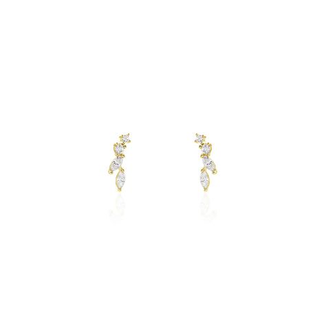 Boucles D'oreilles Puces Iuliana Or Jaune Oxyde De Zirconium - Puces Femme | Marc Orian