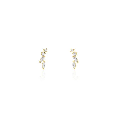 Boucles D'oreilles Puces Iuliana Or Jaune Oxyde De Zirconium - Clous d'oreilles Femme | Marc Orian