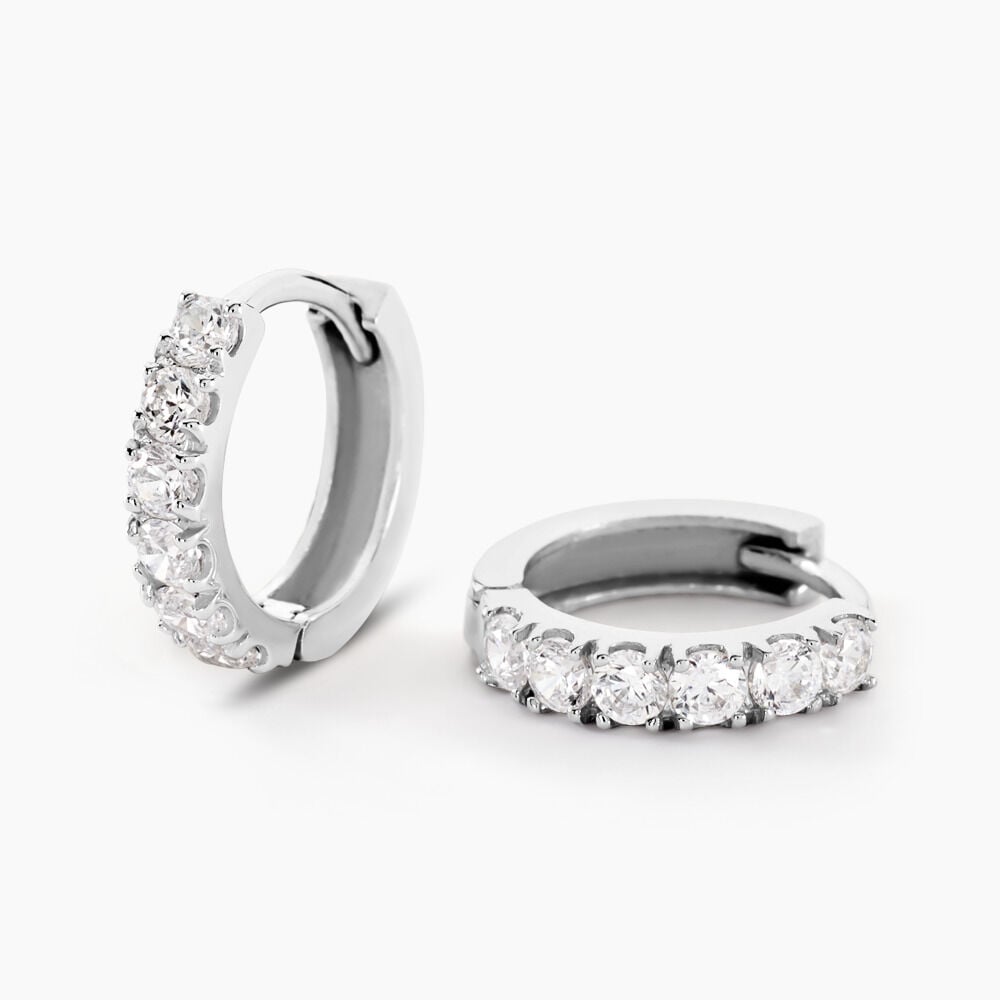 Créoles Andgelina Rondes Or Blanc Oxyde De Zirconium - Créoles Femme | Marc Orian