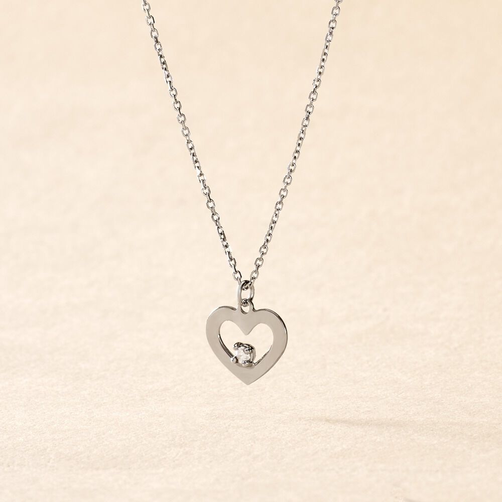 Collier Sweet Heart Or Blanc Diamant - Colliers avec pierres Femme | Marc Orian