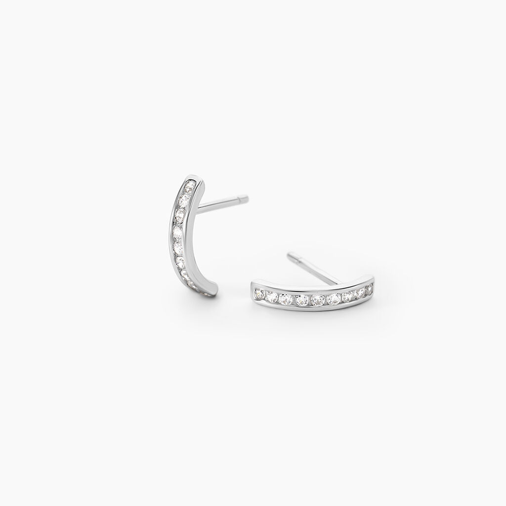 Boucles D'oreilles Puces Elenore Argent Blanc Oxyde De Zirconium - Puces Femme | Marc Orian