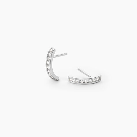 Boucles D'oreilles Puces Elenore Argent Blanc Oxyde De Zirconium - Nouveautés Femme | Marc Orian