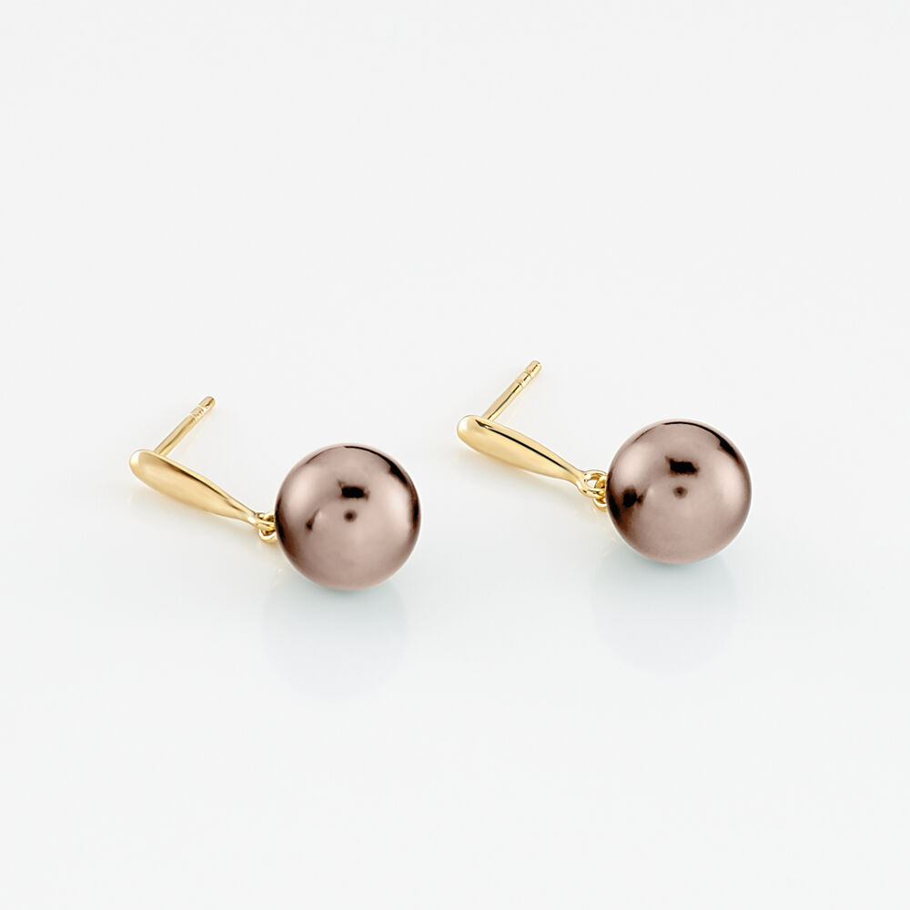 Boucles D'oreilles Pendantes Semi-baroque Or Jaune Perle De Tahiti - Pendantes Femme | Marc Orian