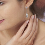 Boucles D'oreilles Pendantes Denis Or Blanc Topaze - Pendantes Femme | Marc Orian