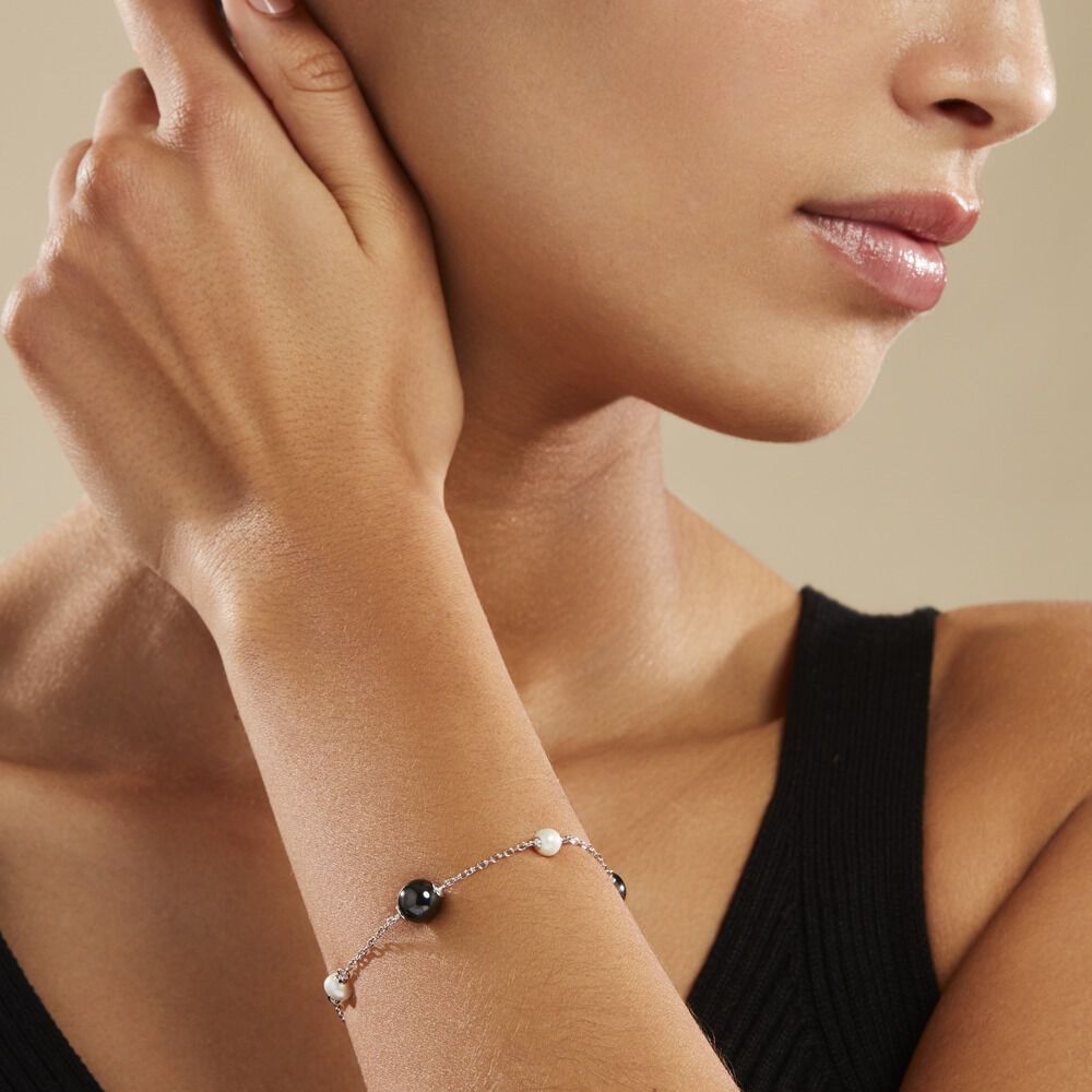 Bracelet Lucia Cera Argent Blanc Perle De Culture Et Céramique - Bracelets chaînes Femme | Marc Orian