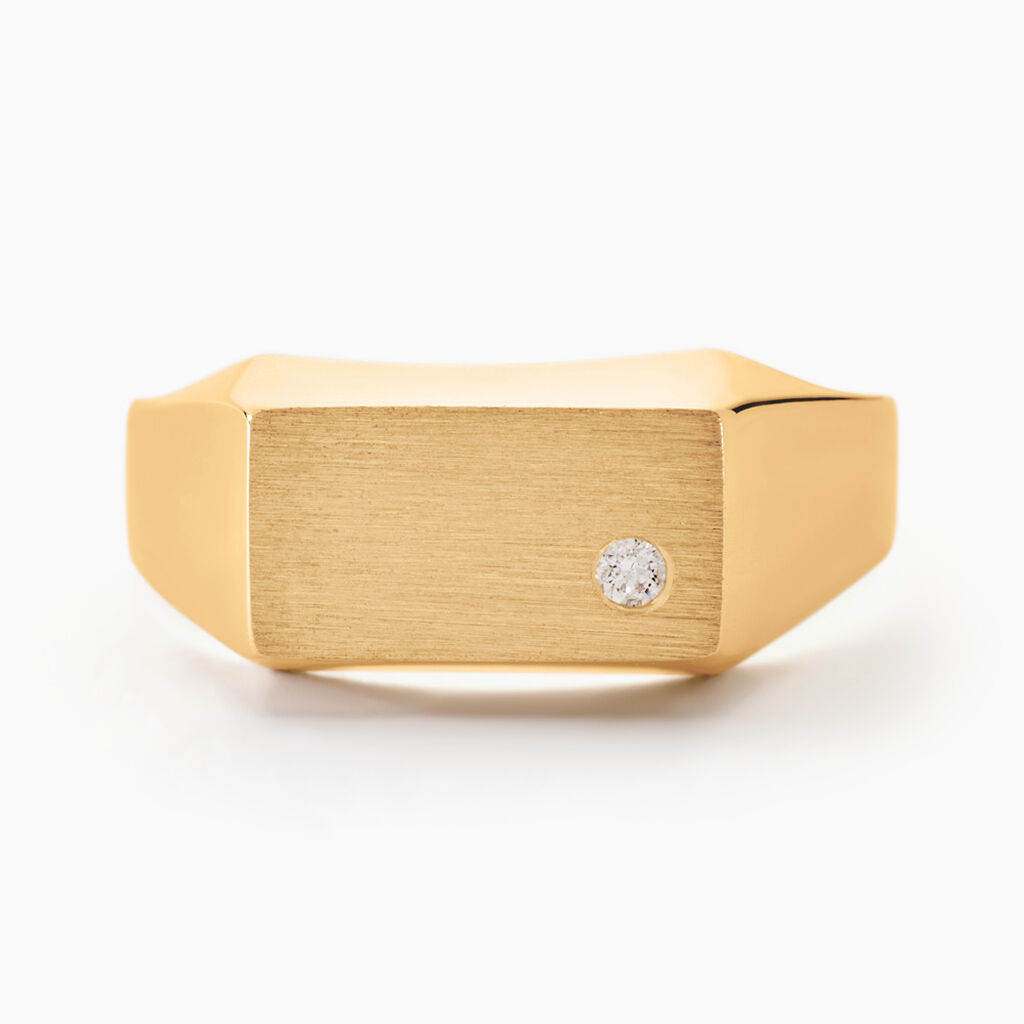 Chevalière Rectangle Or Jaune Oxyde De Zirconium - Chevalières Famille | Marc Orian