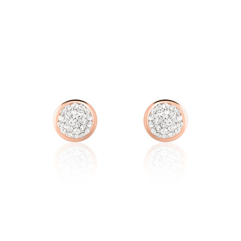 Boucles D'oreilles Puces Edmee Cercle 0 Or Rose Strass - Clous d'oreilles Femme | Marc Orian