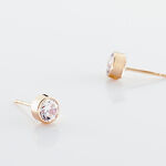 Boucles D'oreilles Puces Elda Serti Clos Or Rose Oxyde De Zirconium - Puces Femme | Marc Orian