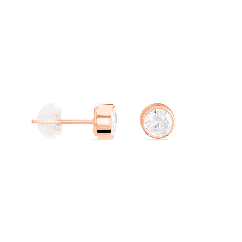 Boucles D'oreilles Puces Elda Serti Clos Or Rose Oxyde De Zirconium - Puces Femme | Marc Orian