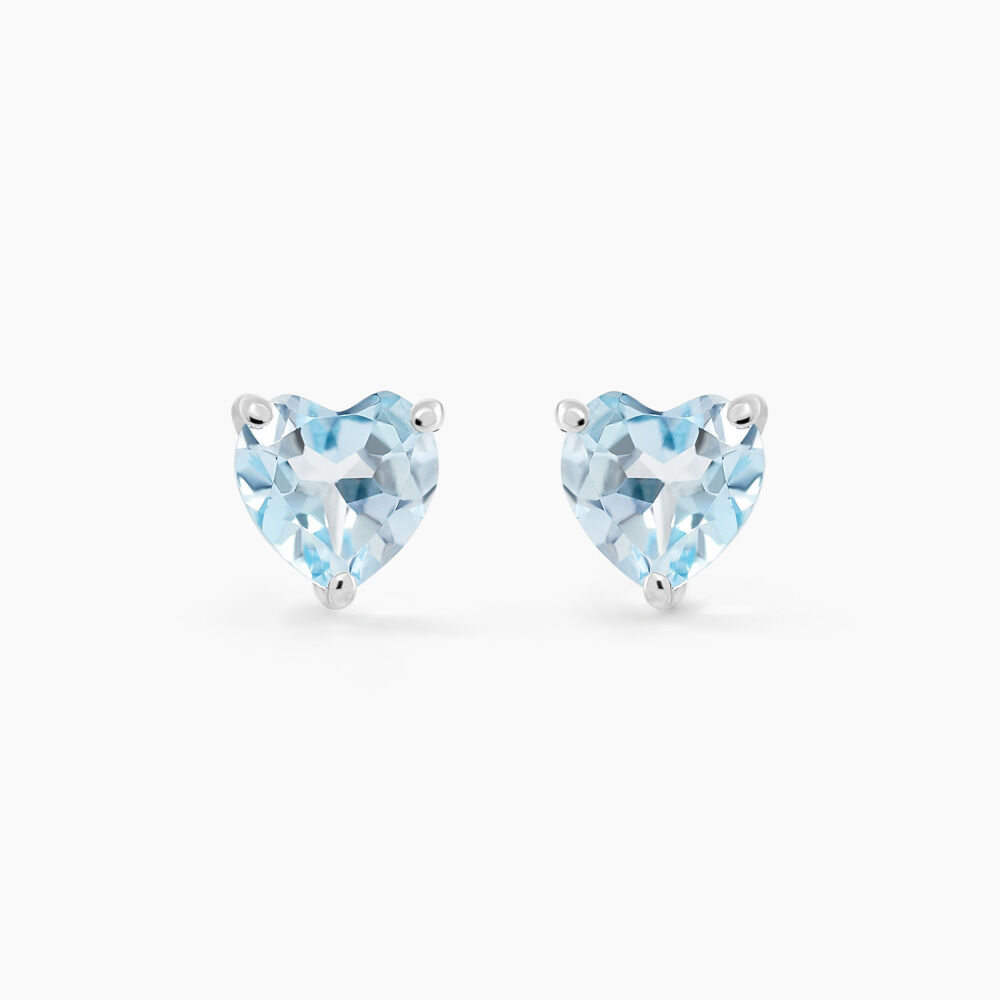 Boucles D'oreilles Puces Salona Or Blanc Topaze - Puces Femme | Marc Orian
