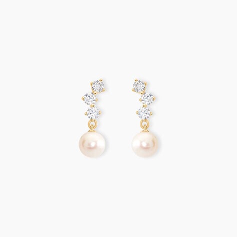 Boucles D'oreilles Pendantes Taiss Or Jaune Perle De Culture - Pendantes Femme | Marc Orian