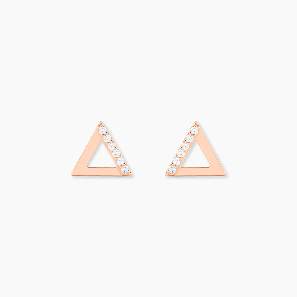 Boucles D'oreilles Puces Lorena Argent Rose Oxyde De Zirconium - Puces Femme | Marc Orian