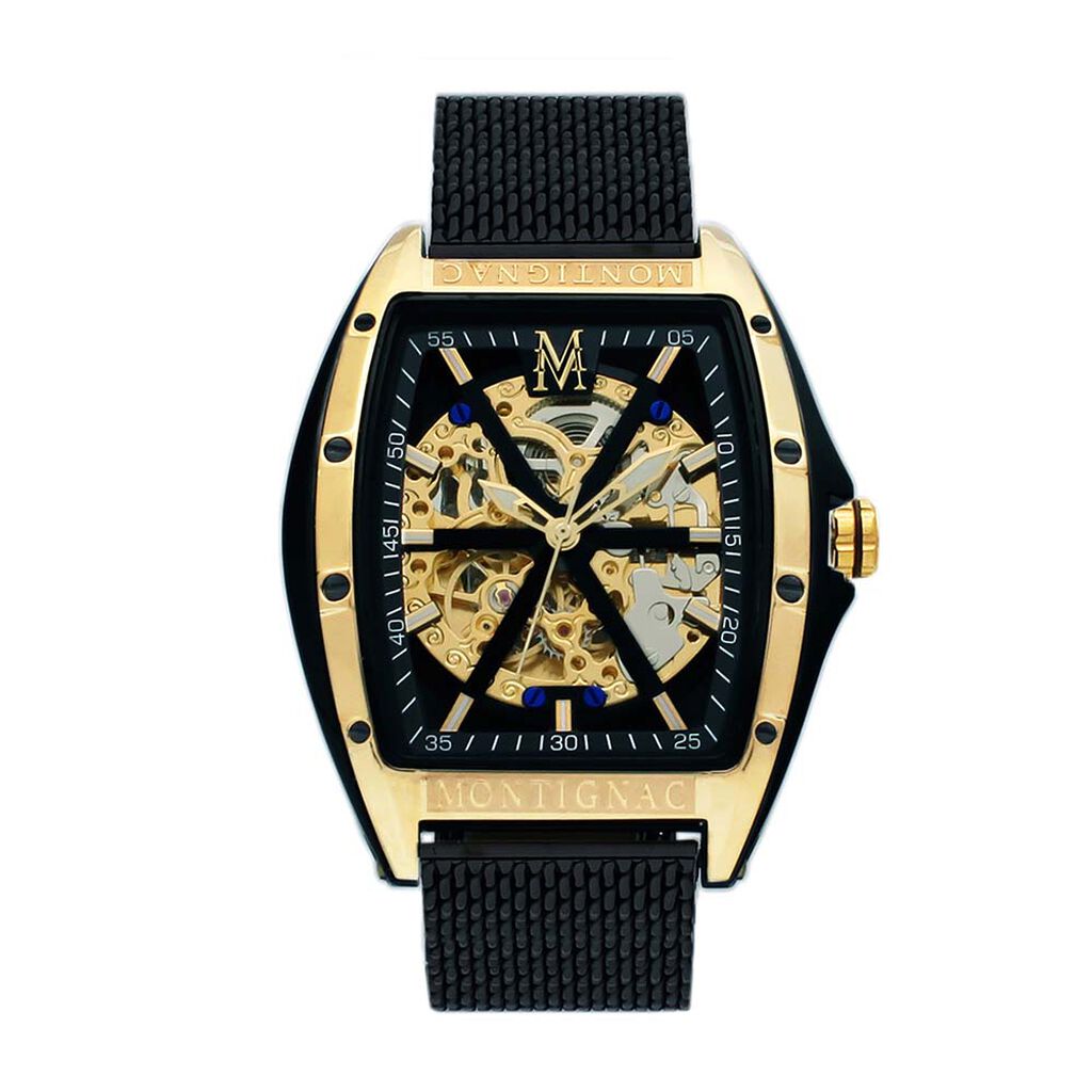 Montre Montignac Tonneau Automatique Noir - Montres automatiques Homme | Marc Orian