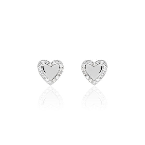 Boucles D'oreilles Puces Tylvina Argent Blanc Oxyde De Zirconium - Puces Femme | Marc Orian