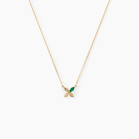 Collier Flower Power Or Jaune Emeraude Diamant - Colliers avec pierres Femme | Marc Orian