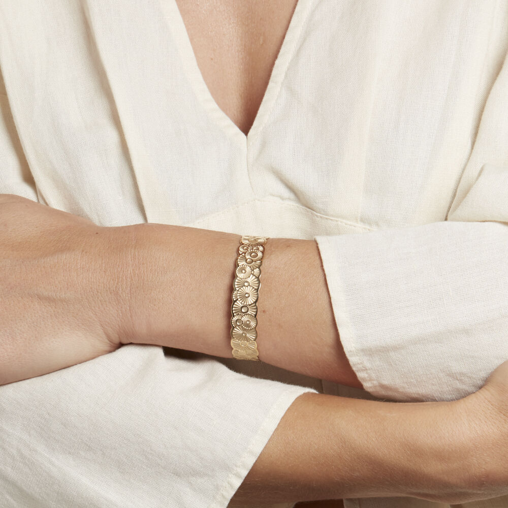 Bracelet Jonc Imagine Florette Acier Jaune - Bracelets joncs Femme | Marc Orian