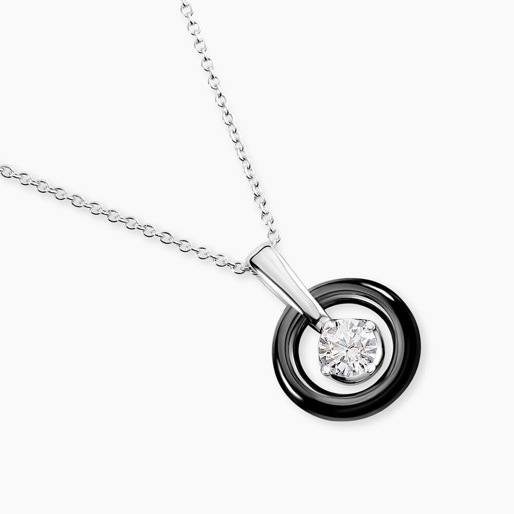 Collier Julietta Argent Blanc C&eacute;ramique Et Oxyde De Zirconium - Colliers solitaires Femme | Marc Orian
