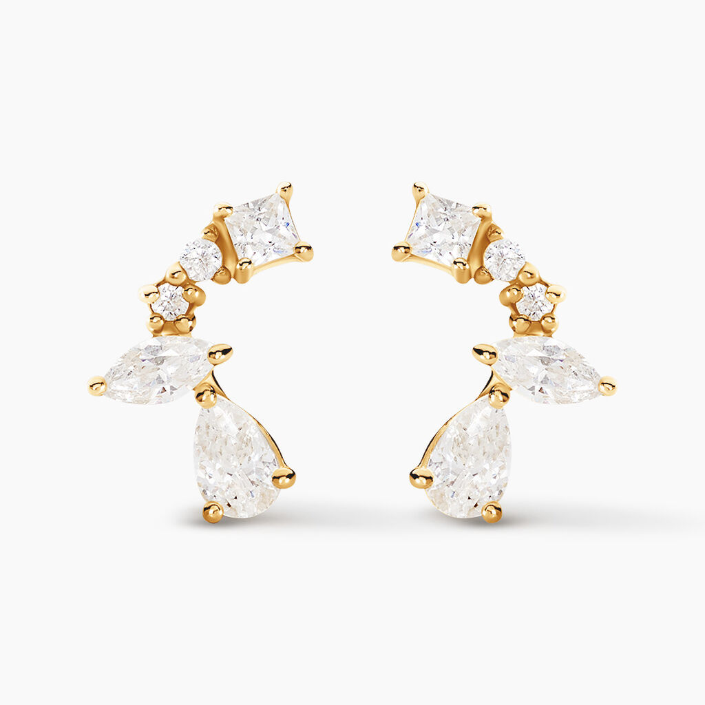 Boucles D'oreilles Puces Tyr Or Jaune Oxyde De Zirconium - Puces Femme | Marc Orian