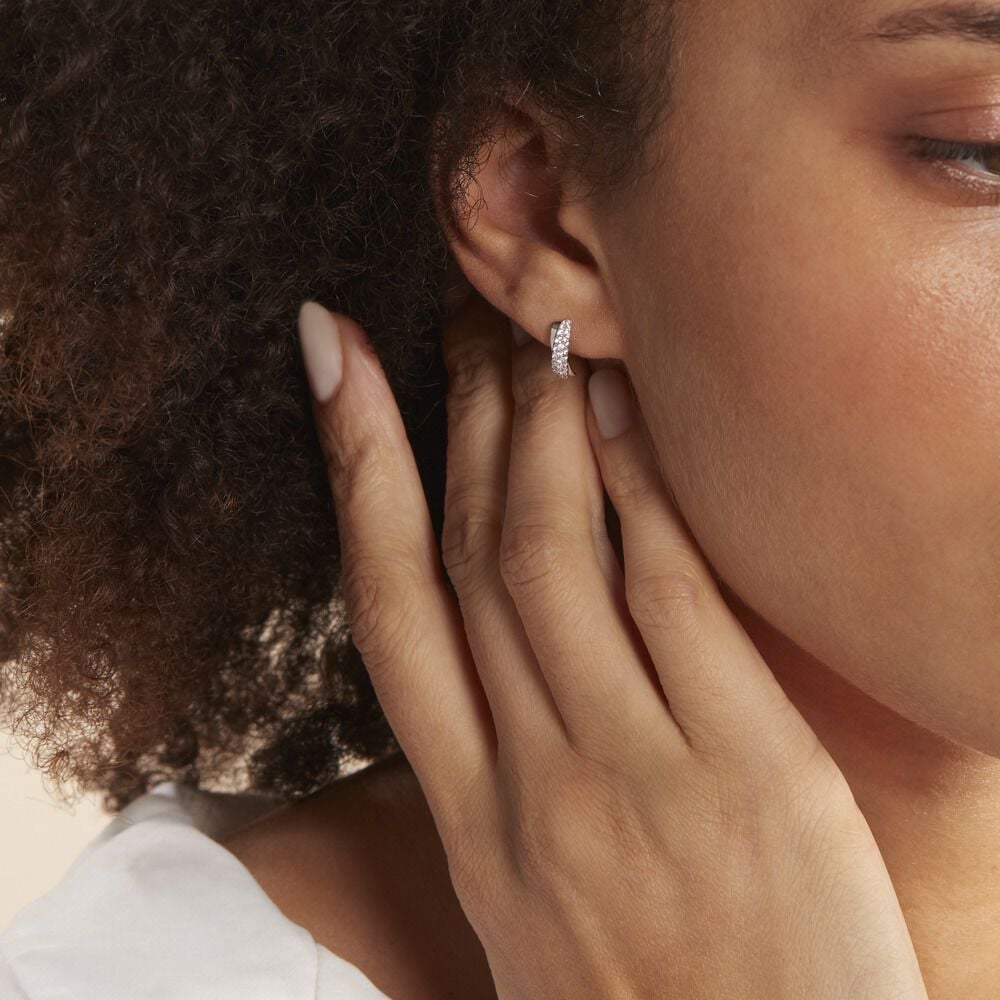 Boucles D'oreilles Puces Aglae Or Blanc Oxyde De Zirconium - Puces Femme | Marc Orian