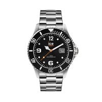 cadran argenté fond noir bracelet acier gris