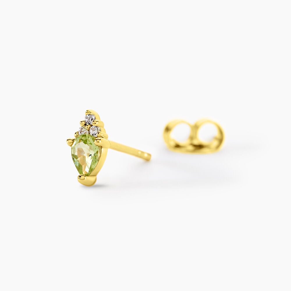 Boucles D'Oreilles Puces Poem Argent Jaune P&eacute;ridot Oxyde De Zirconium - Puces Femme | Marc Orian