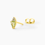 Boucles D'Oreilles Puces Poem Argent Jaune P&eacute;ridot Oxyde De Zirconium - Puces Femme | Marc Orian