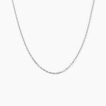 Cha&icirc;ne Claudine Maille For&ccedil;at Argent Blanc - Colliers fantaisie Femme | Marc Orian