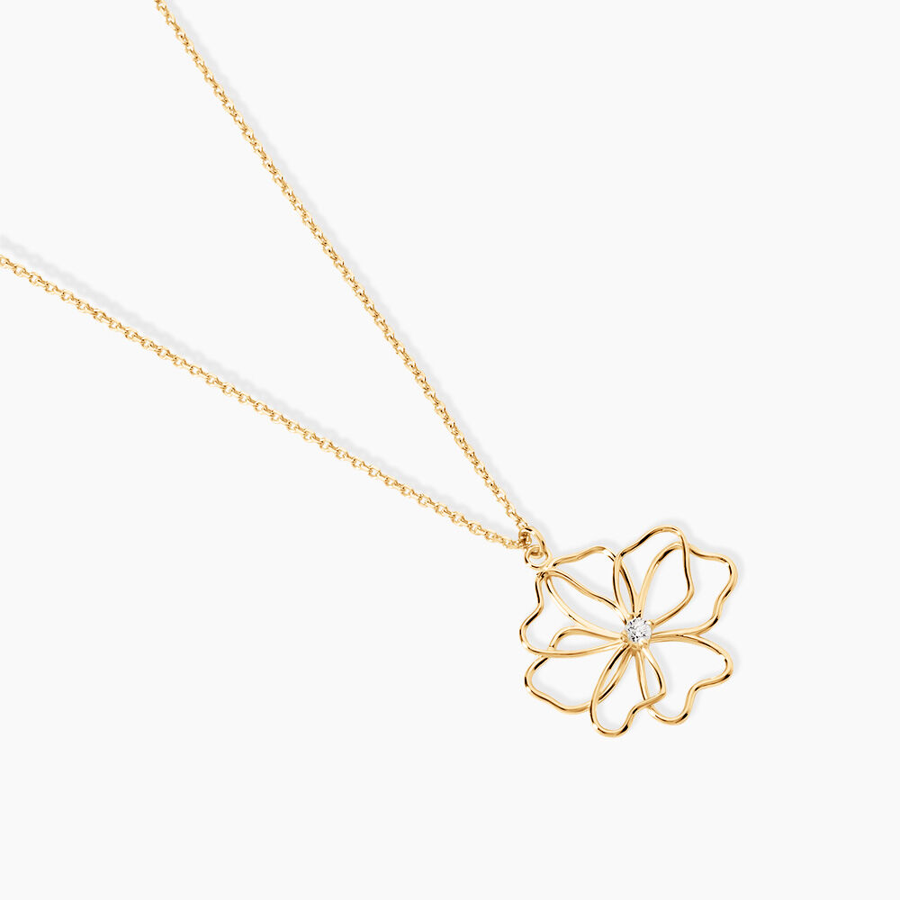 Collier Floraison Dor&eacute;e Or Jaune Oxyde De Zirconium - Colliers avec pierres Femme | Marc Orian