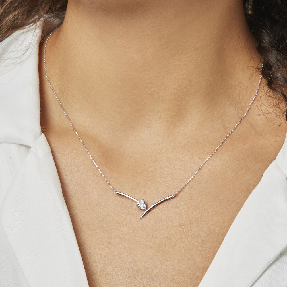 Collier Valeriana Or Blanc Oxyde De Zirconium - Colliers avec pierres Femme | Marc Orian