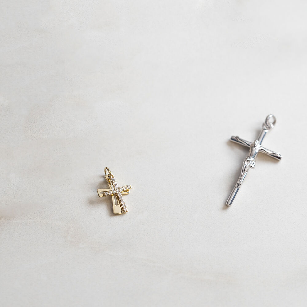 Pendentif Canice Croix Or Jaune Oxyde De Zirconium - Pendentifs Famille | Marc Orian