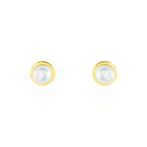 Boucles D'oreilles Puces Valliamee Diamante Or Jaune Perle De Culture - Puces Femme | Marc Orian