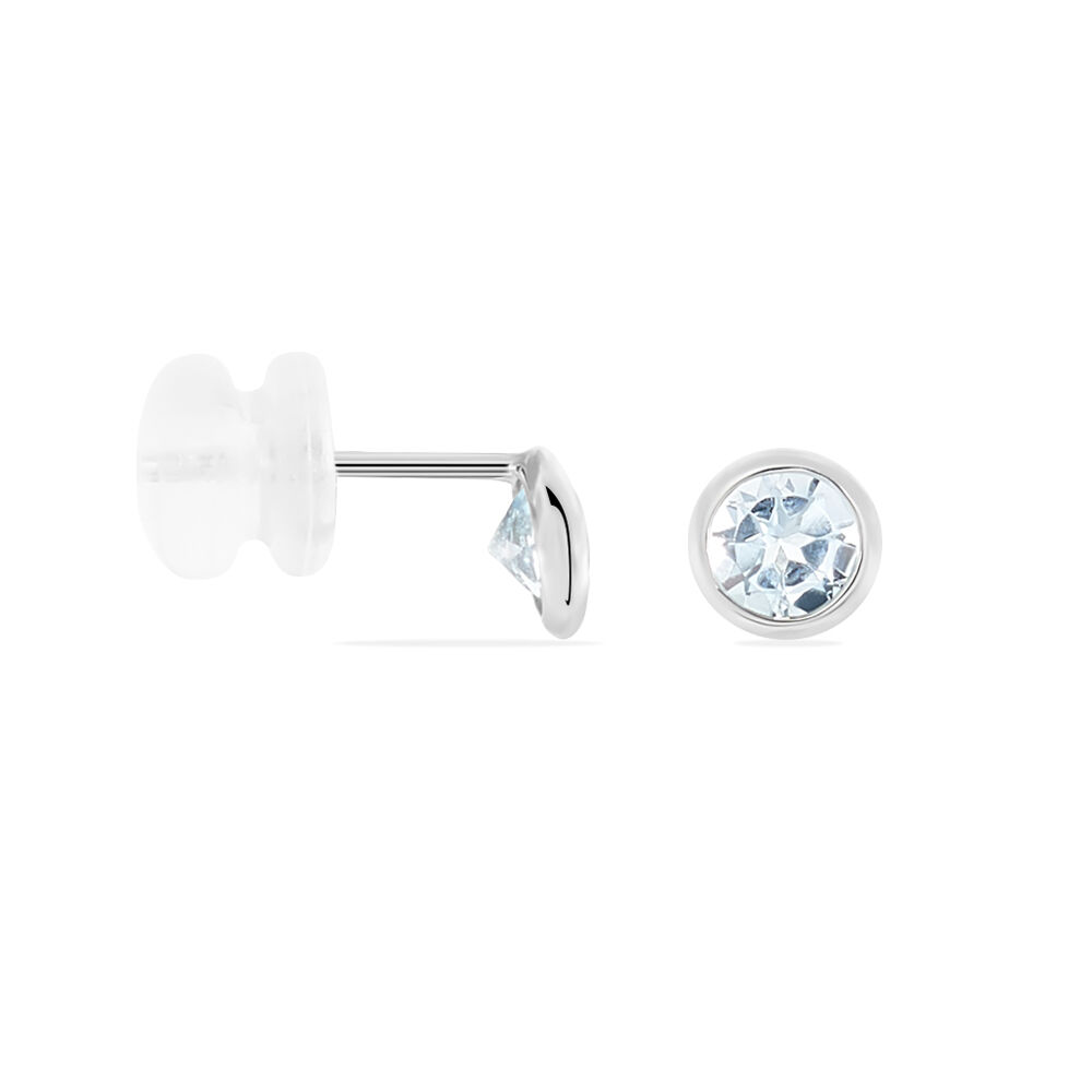 Boucles D'oreilles Puces Edy Serti Clos Or Blanc Topaze - Puces Femme | Marc Orian