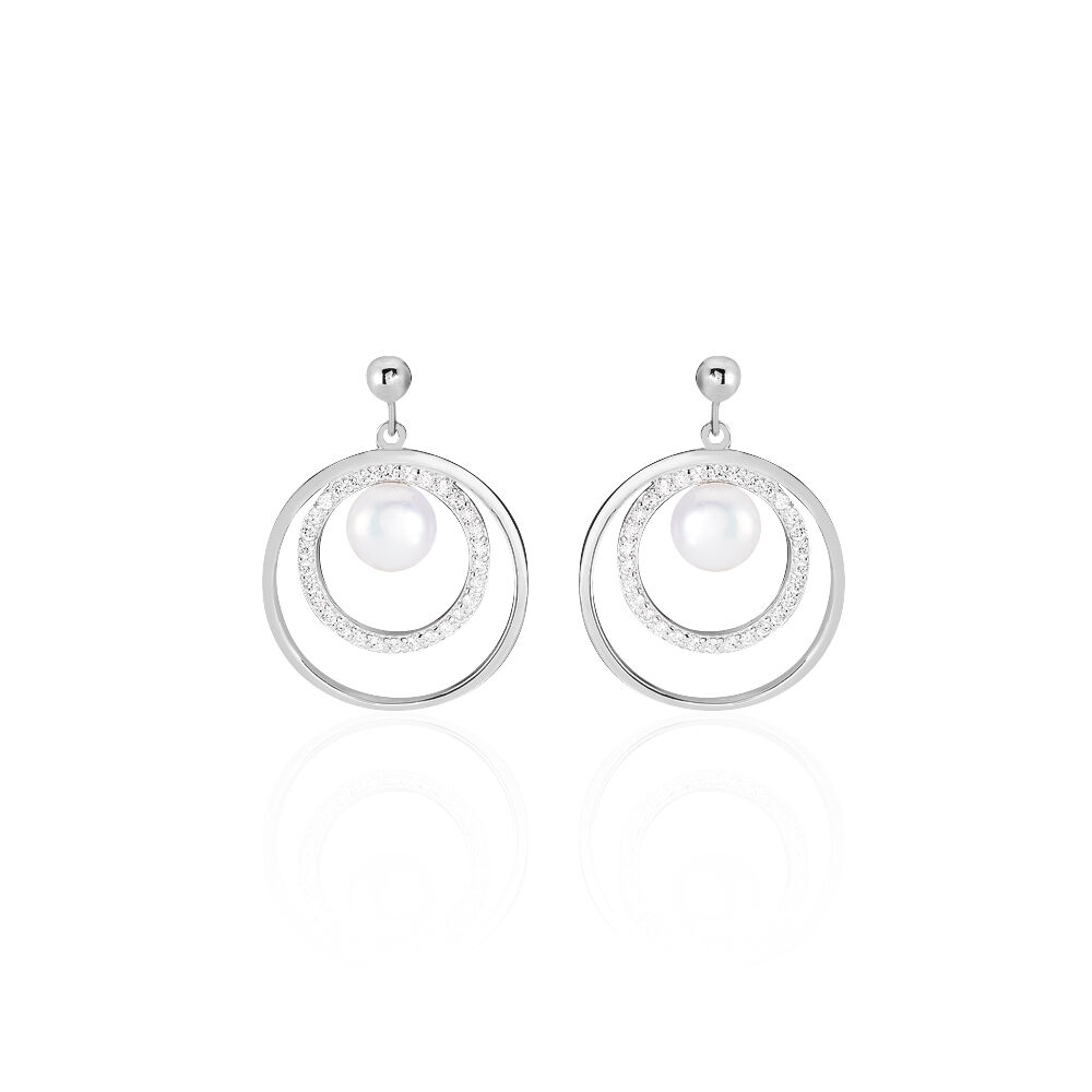 Boucles D'oreilles Pendantes Oksana Argent  Perle De Culture Et Oxyde - Pendantes Femme | Marc Orian
