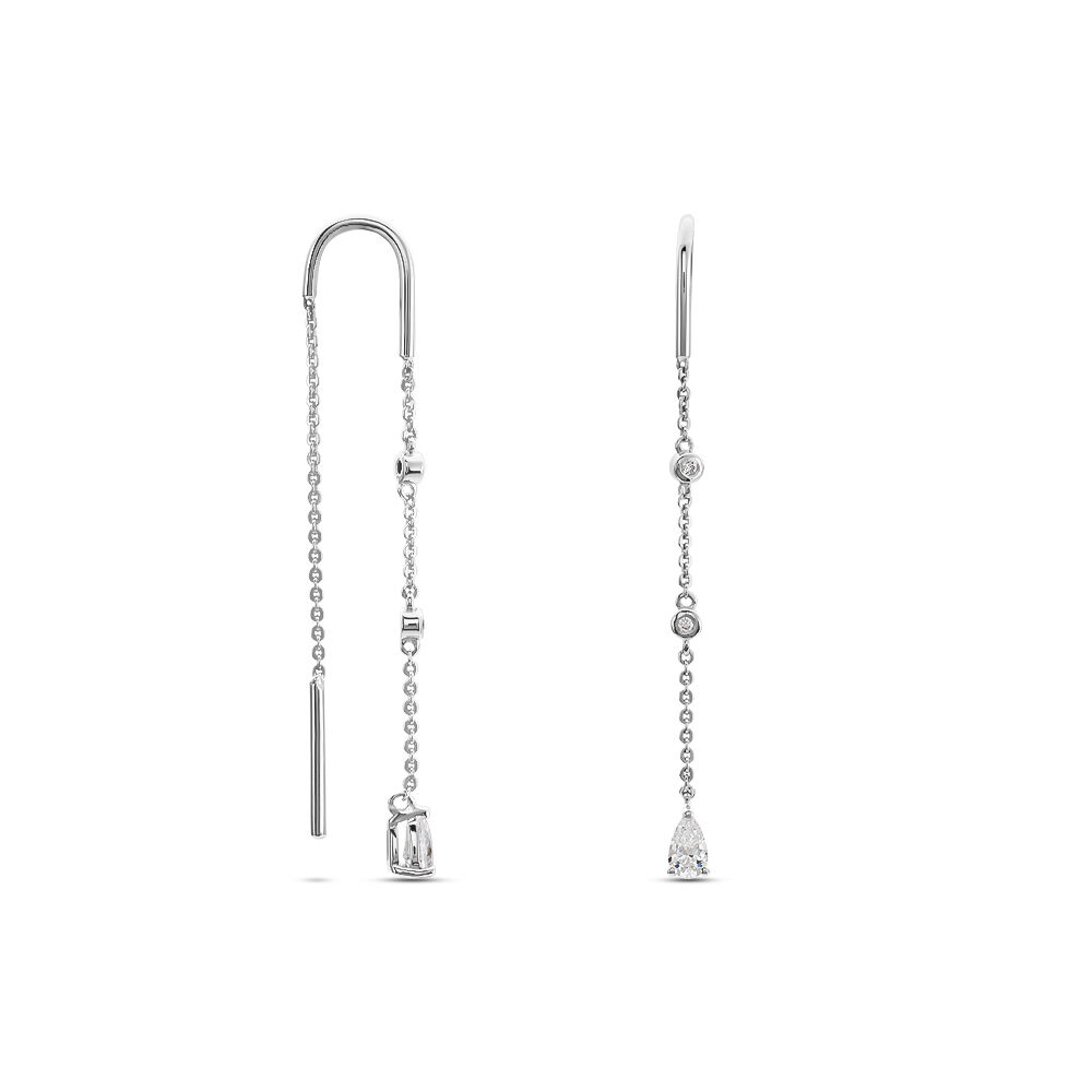 Boucles D'oreilles Pendantes Mascaret Argent Blanc Oxyde De Zirconium - Pendantes Femme | Marc Orian