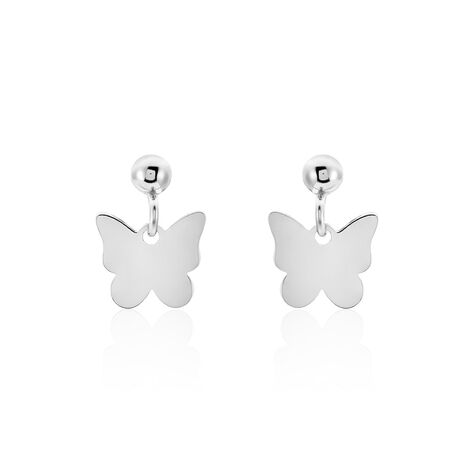 Boucles D'oreilles Pendantes Papilio Argent Blanc - Pendantes Femme | Marc Orian