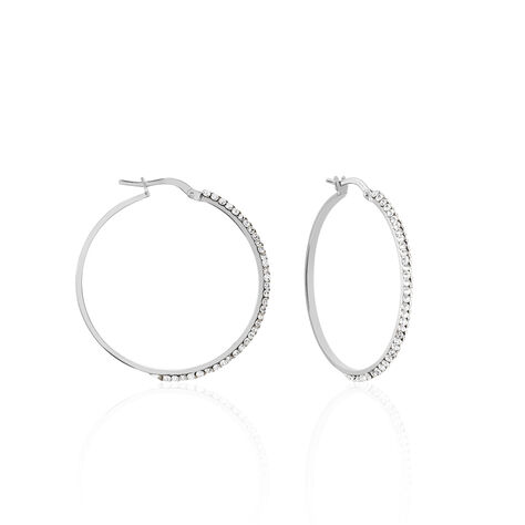 Créoles Sandrine Or Blanc Strass - Boucles d'oreilles Créoles Femme | Marc Orian