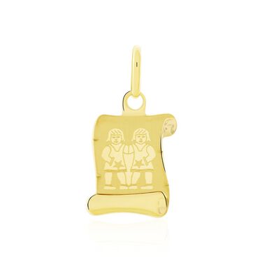 Pendentif Lamie Zodiaque Parchemin Or Jaune