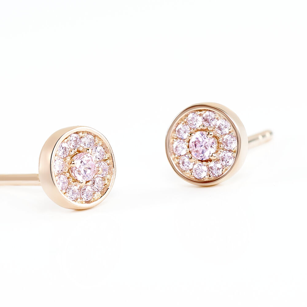 Boucles D'oreilles Puces Auxana Argent Rose Oxyde De Zirconium - Puces Femme | Marc Orian