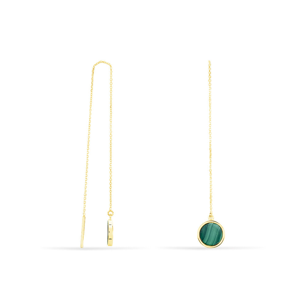 Boucles D'oreilles Pendantes Florica Or Jaune Malachite - Pendantes Femme | Marc Orian