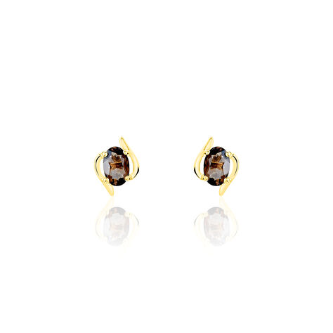 Boucles D'oreilles Puces Vrille Ovale Or Jaune Quartz - Puces Femme | Marc Orian