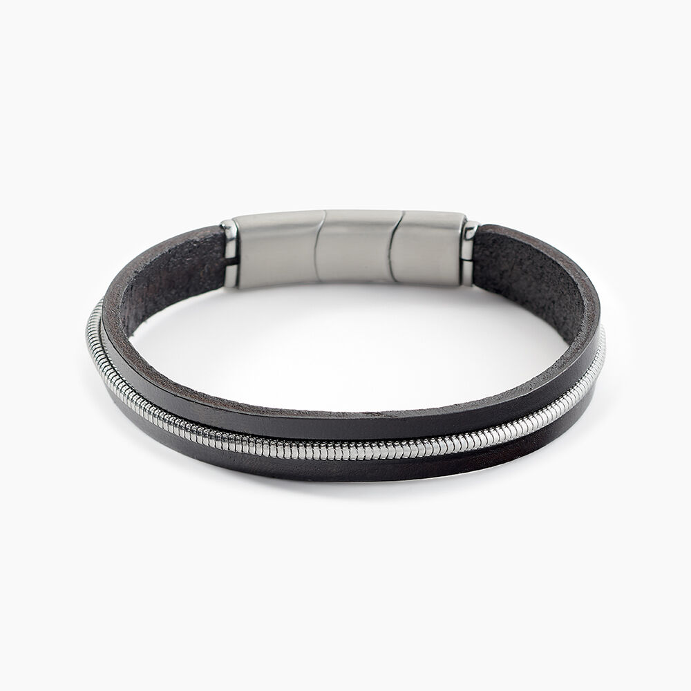 Bracelet Jourdan Rodney Cuir Noir - Bijoux Homme | Marc Orian