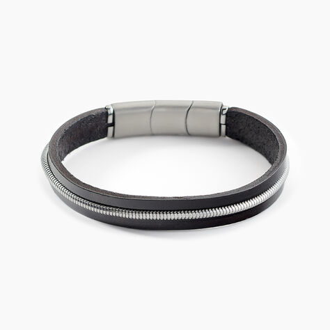 Bracelet Jourdan Rodney Cuir Noir - Bijoux Homme | Marc Orian